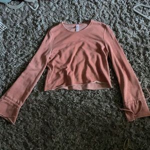 Pink bell sleeve cropped sweatshirt